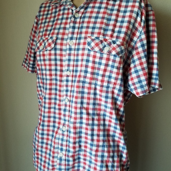 H&M LOGG Red Plaid Short Sleeve Button Up Shirt - Picture 5 of 8